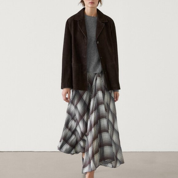 MASSIMO DUTTI DARK BROWN SUEDE LEATHER JACKET - SIZE SMALL - Picture 9 of 9